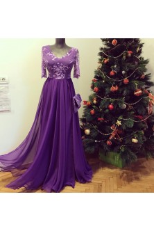 Rochie in clos dublu din voal Ultra Violet